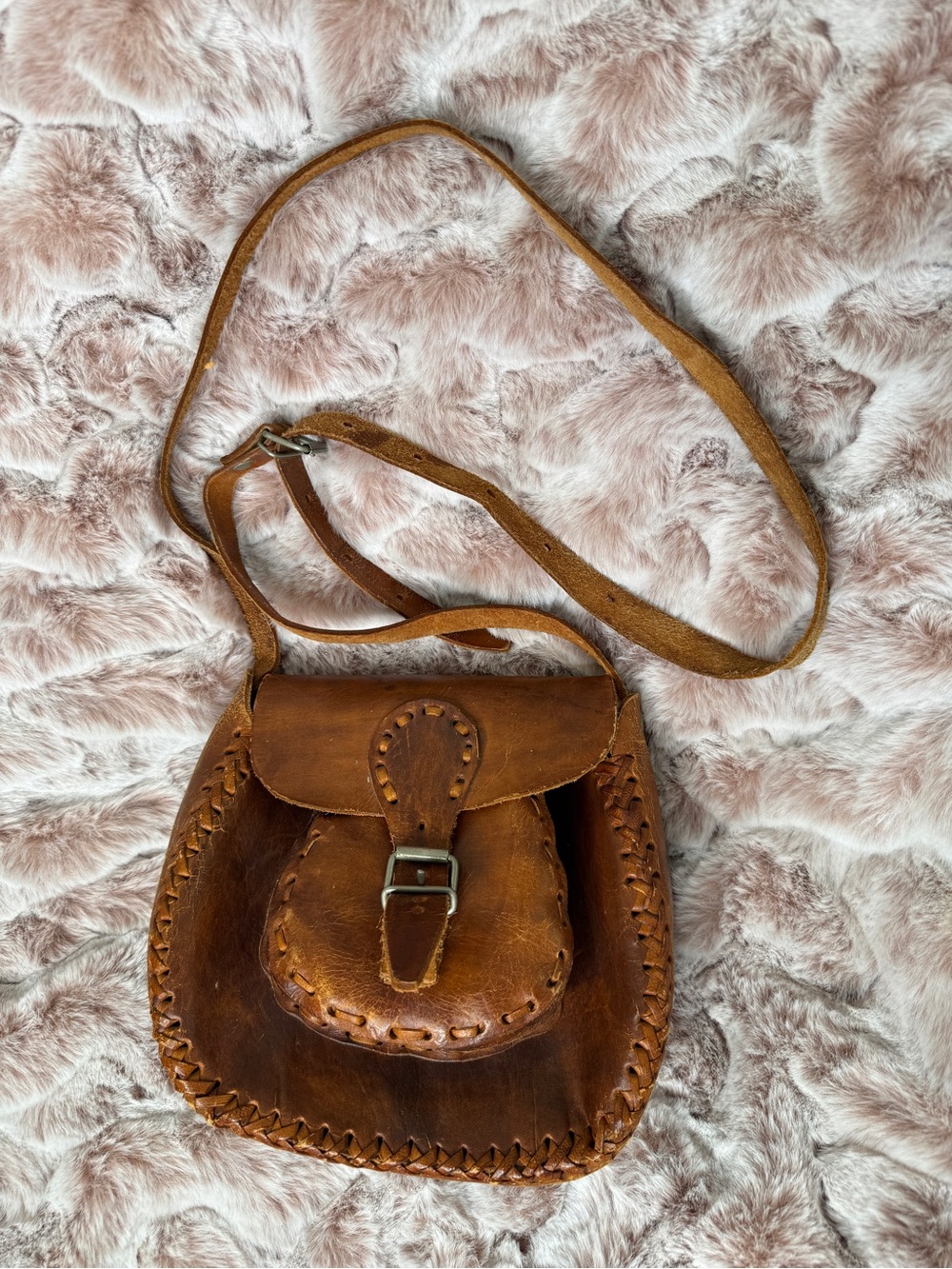 Handcrafted Brown Leather Crossbody Bag